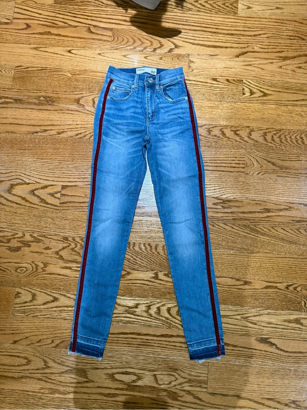 Garage Blue Skinny Jeans with Red Side Stripes
